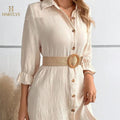 Thalia Buttoned Silhouette Dress